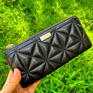 Kate Spade Whitaker Place Nisha Quilted Leather Zip Around Wallet, Black